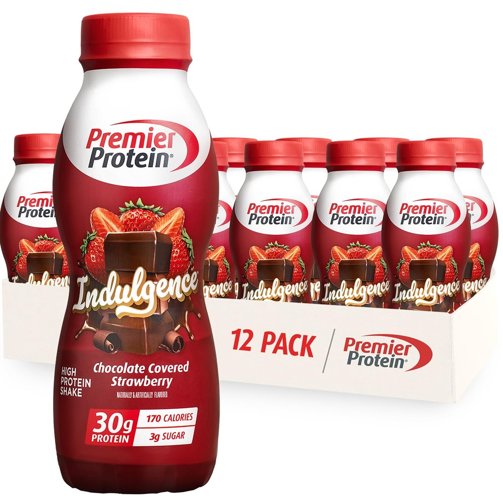Premier proteine indulgenta proteine Shake, 30g proteine, 3g zahăr, ciocolată acoperit căpșuni, 11.5 fl oz, pachet de 12