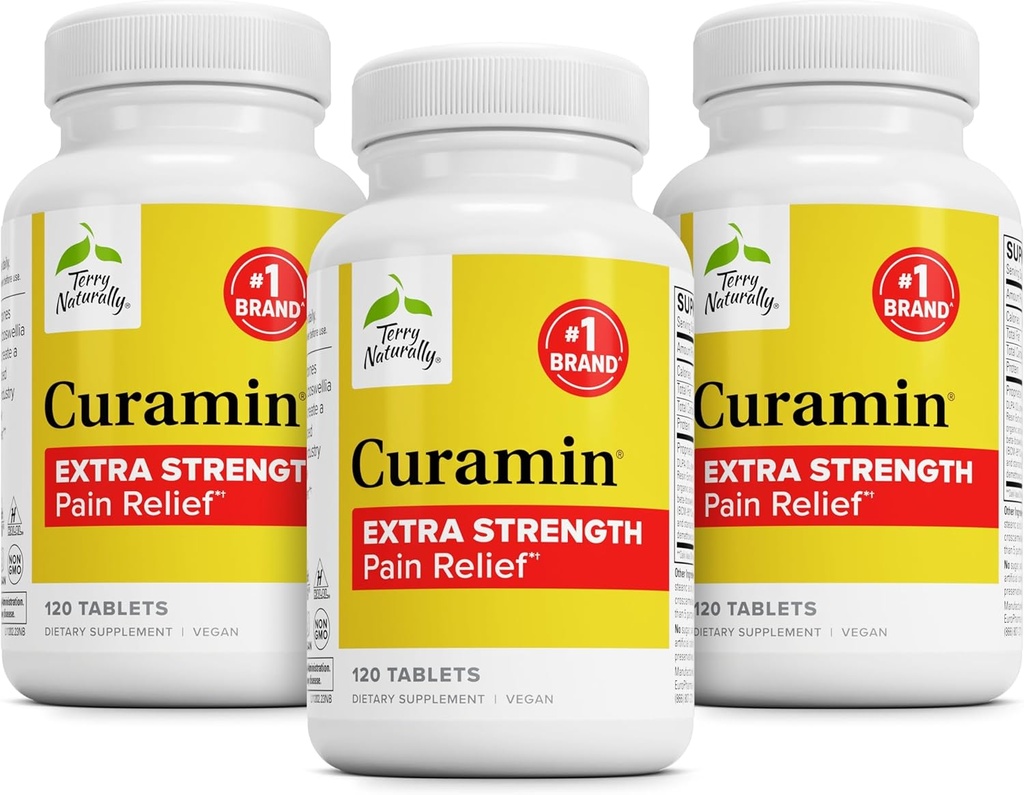 Terry natural curamina Extra Putere - Curcumin & Boswellia pentru suport circulatie sanatoasa - Supliment turmeric pentru a sprijini articulatii, sanatatea musculara si productia de Endorphin - 120 comprimate (Pachet de 3)