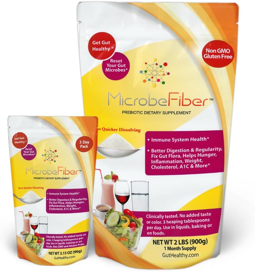 Fibră solubilă prebiotică - Resetează microbii Gut & Get Gut Healthy - 30 zile de aprovizionare cu Bonus 3-Day Pack