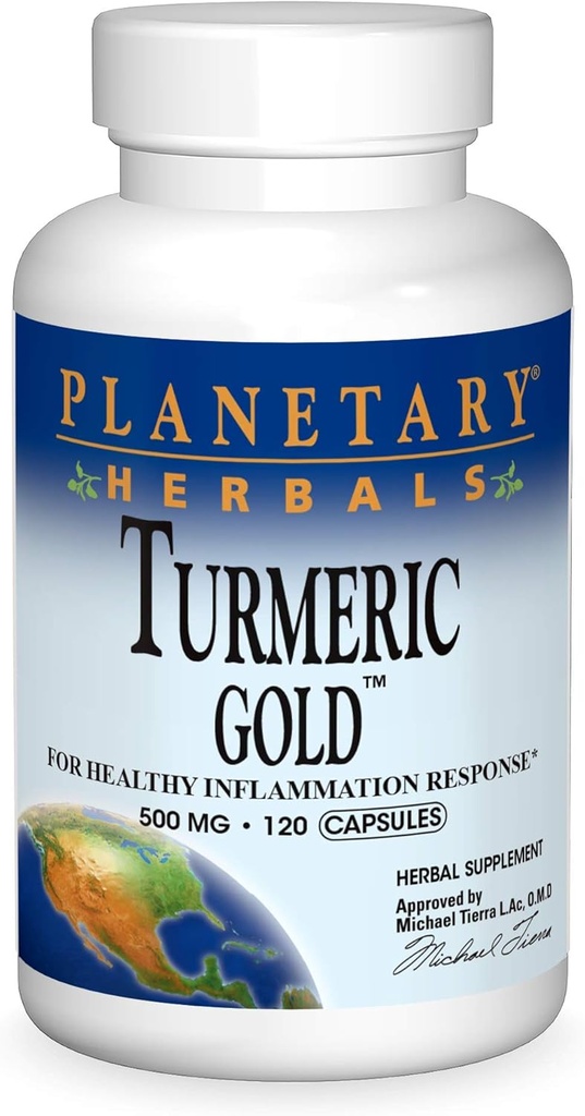 Herburi planetare Turmeric aur 500 Mg, 120 Conte