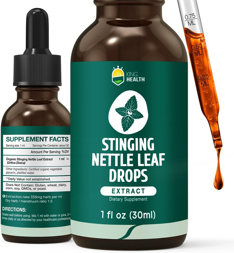 Stingător Nettle Tincture, organic Nettle Extract de frunze lichid, 98% Absorbție, Vegan, non-GMO, gluten gratuit, alcool gratuit- 1 Fl Oz