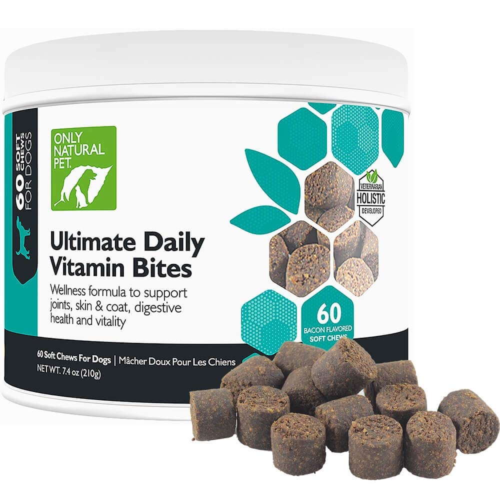 Numai animale de companie naturale Ultimate Daily Vitamine - Complete Multivitamine Supliment pentru câini Balanced Health & Vitality - Senior mici și mari alimente canine Suport imun Digestive -60 Soft Chews (Pachetul de 1)