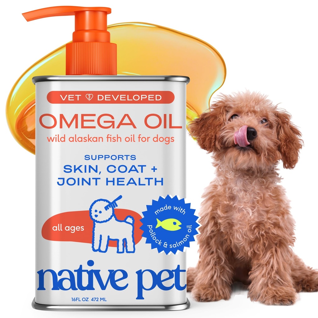 Native Pet Omega 3 Ulei de pește pentru câini și pisici - Promovează piele sănătoasă, Haină lucioasă, și articulații puternice - Made with Wild Alaska Somon ulei pentru câini de câini 
