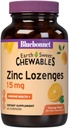 Bluebonnet Nutriție Earthweet Zinc Lozenges 15mg Chestables, Plus 100mg de vitamina C, Soy-Free, Gluten-Free, Kosher Certified, Dairy-Free, Vegan, Orange Flavored, 60 Lozenges