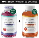 Gume de magneziu fără zahăr (180 de gume) și vitamine D fără zahăr (60 de gume)