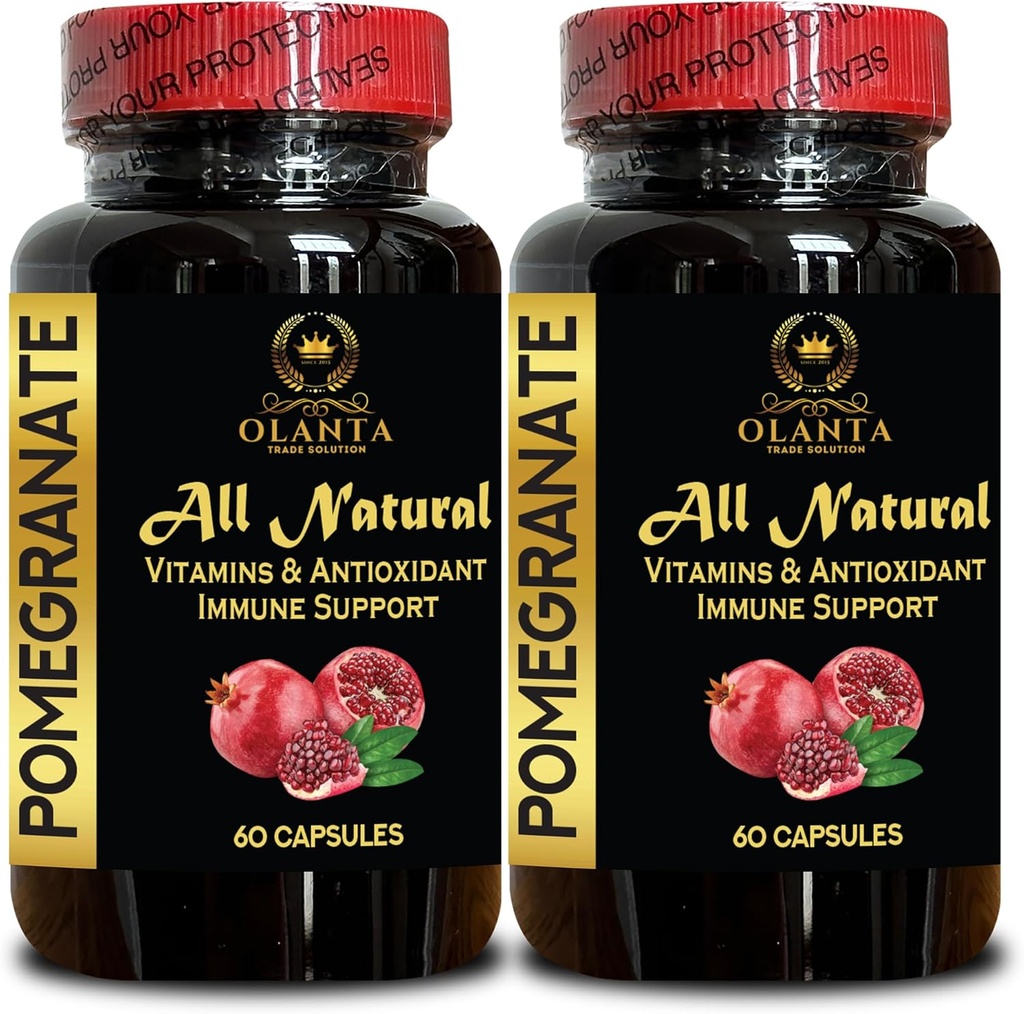 Extract de rodii - Supliment alimentar pentru antioxidant, capsule super-alimentare pentru bărbați și femei, pastile de rodii naturale, supliment anti-îmbătrânire - 2 flacoane 120 capsule
