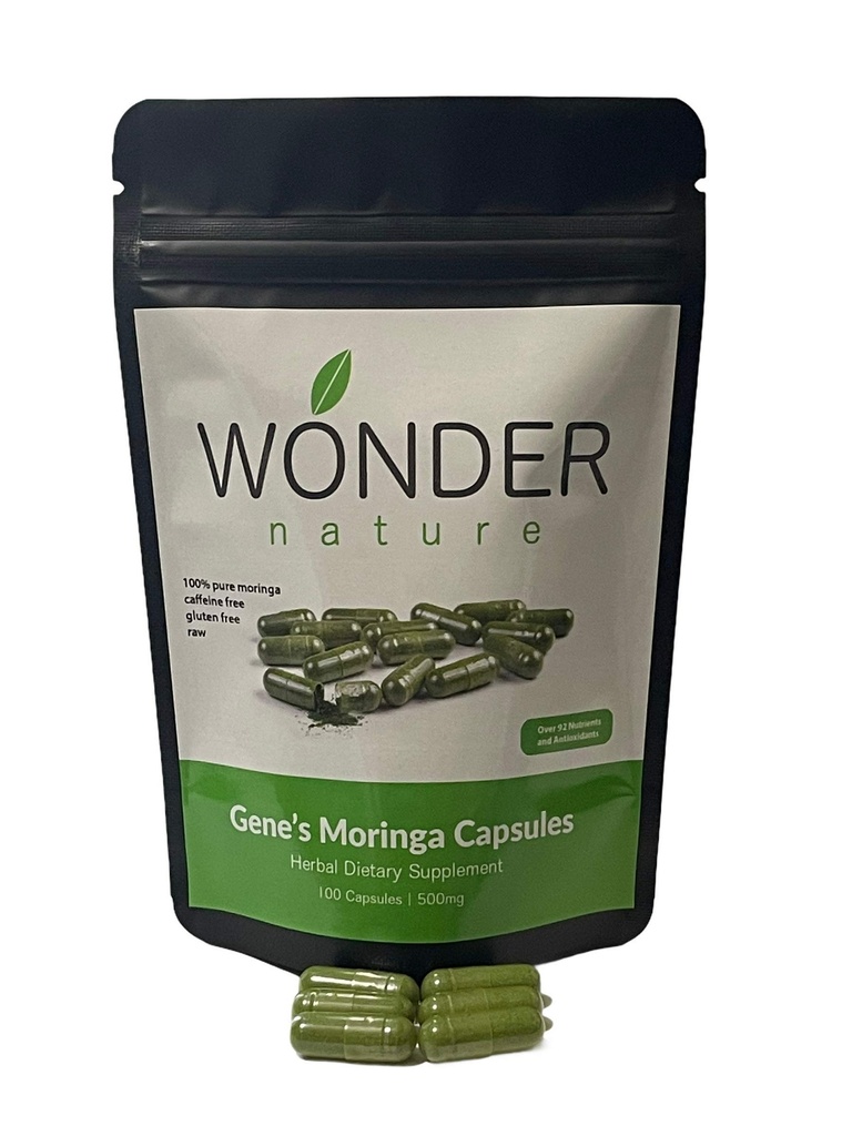 Gene lui Moringa fin verde pulbere 100 Veg. Capsule, potenta ridicata, energie focus si alerta, Cresterea Systym imun