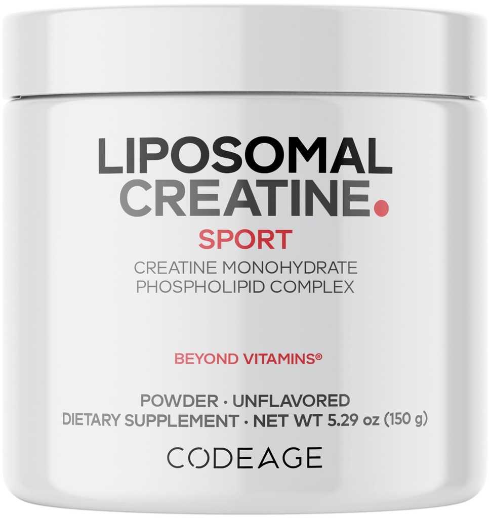 Codeage Liposomal Creatine Powder Supliment, Creatină pură Monohidrat 5000mg, Pre Workout & Post Antrenamente - Creatură nearomată, Micronized Creatine Powder - Creatinina pentru Sport - 30 Serviri