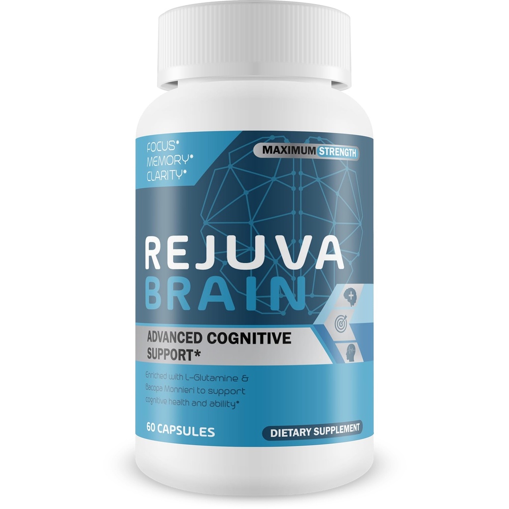 Rejuva Brain- Advanced Cognitive Support- Enriched w/L-glutamine & Bacopa Monnieri pentru a sprijini Cognitive Health and Abability