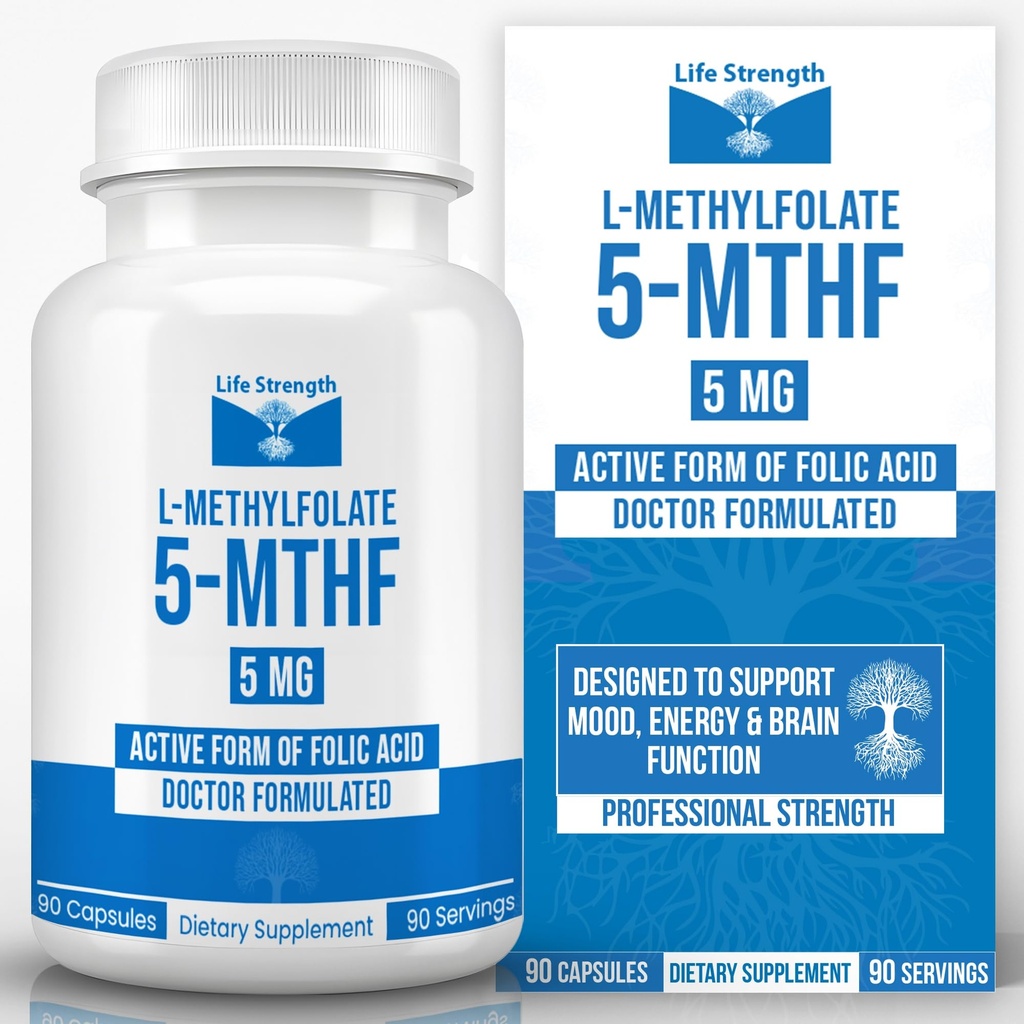L-Metilfolat 5 MG, Optimizat și înalt bioactive de metil Folat, 5-MTHF supliment pentru Mood și suport imunitar, naturale Dieta Supliment pentru energie, non-GMO și gluten-free, 90 capsule