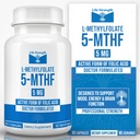 L-Metilfolat 5 MG, Optimizat și înalt bioactive de metil Folat, 5-MTHF supliment pentru Mood și suport imunitar, naturale Dieta Supliment pentru energie, non-GMO și gluten-free, 90 capsule