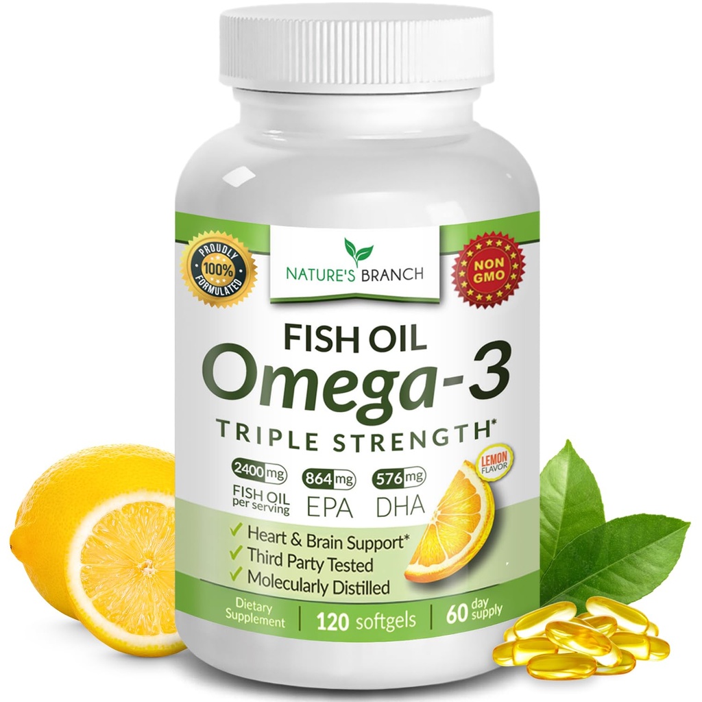 Cel mai bun Triple Putere Omega 3 Pastile de ulei de pește 2400 mg 