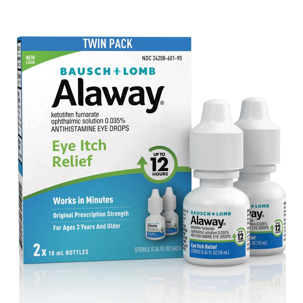Alaway antihistaminice picături ochi pentru mâncărimi ochi, Fast-Actioning, până la 12-Hour ochi mâncărime relief, Clinic testate prescriptie-Formula de rezistenţă, 0.34 Fl Oz (Pachet de 2)