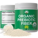 Organic Prebiotic Fiber 3-in-1 Vegan pulbere pentru Gut Health. USDA Organic Raw Whole Food Plant based Prebiotics Digestive Supplement with Organic Inulin (Jerusalem Artichoke), Acacia Fibers, SunFiber