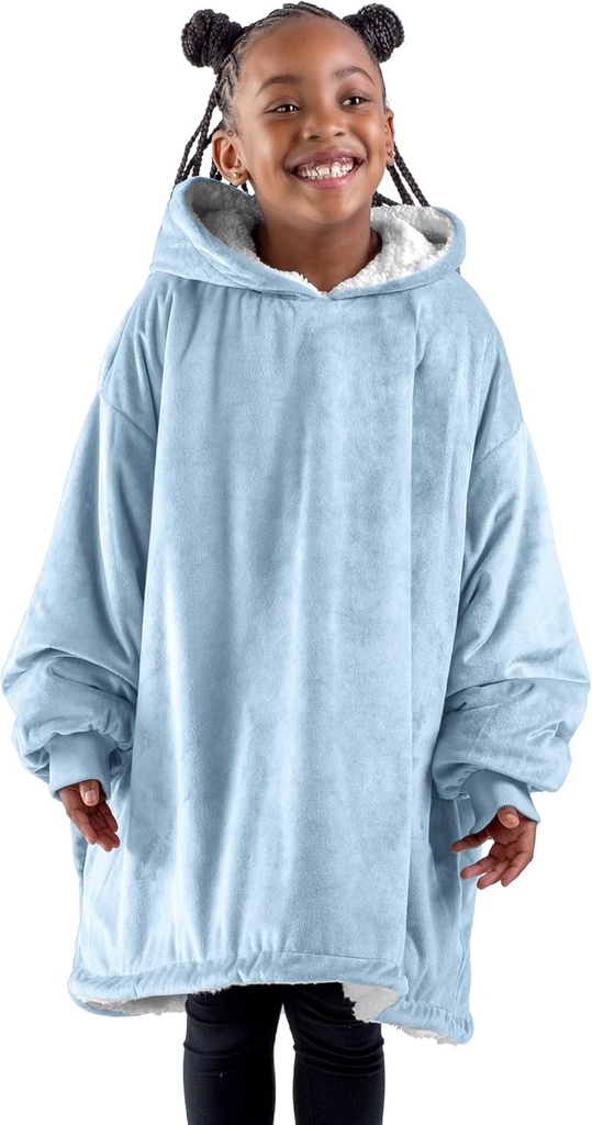 Bare Home Pătură Pătură Hoodie - Soft Plush Sherpa - Căldură și confortabil - Pătură supradimensionată - Marimea adult și copil