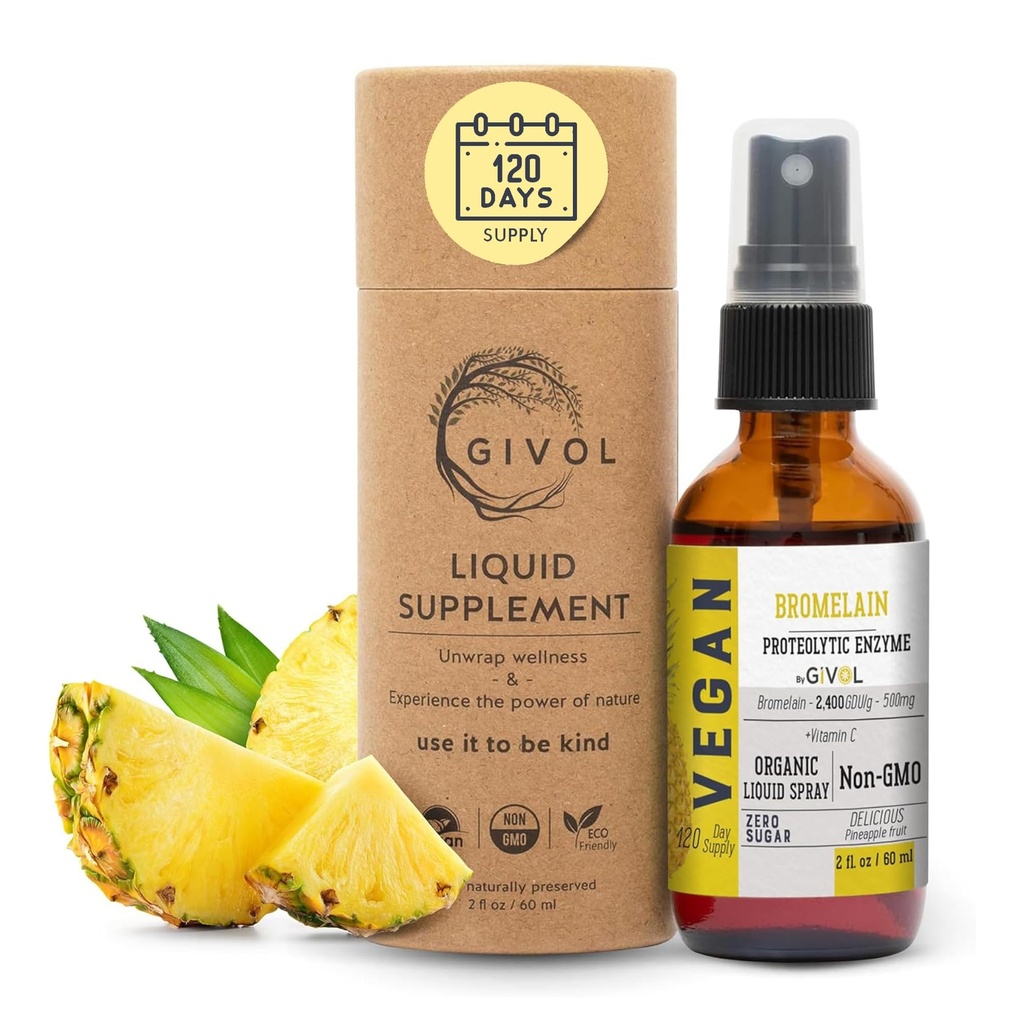 Extract organic de Bromelain Mist-Liquid Ananas - potența îmbunătățită 500mg, pentru copii și adulți - pentru sănătate digestivă, răspuns inflamator, și Vindecare - non-GMO - 60ml 120 zi de aprovizionare