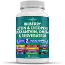 NOU AGE EYE Health Vitamine cu Bilberry Lutein & Zeaxanthin Licopen Resveratrol de struguri Astaxanthin - ochi Vitamina - 60 Conte