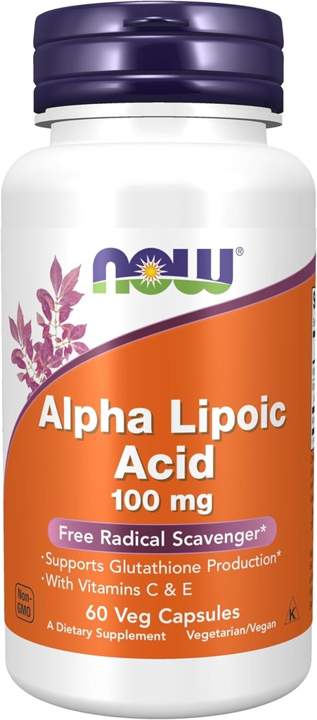 ACUM Alimente Suplimente, Acid alfa lipoic 100 mg cu vitamine C & E, Scavenger radical gratuit *, 60 Veg Capsule