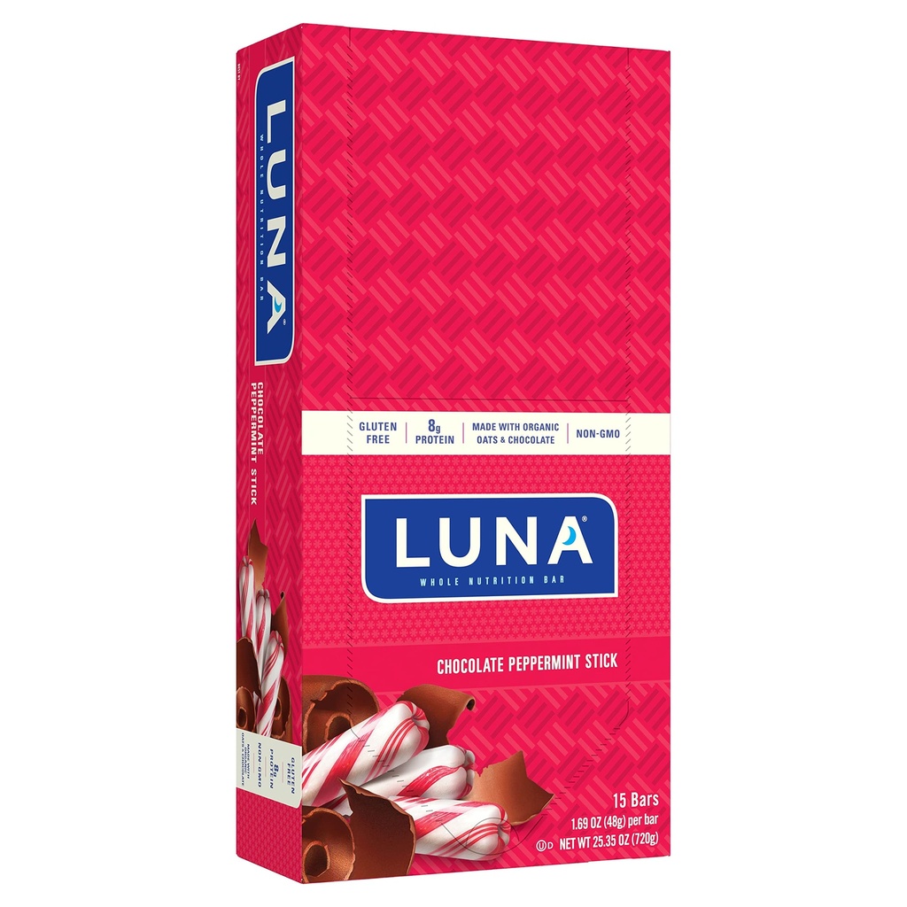 LUNA BAR - Gluten Free Snack Bars - Ciocolată Peppermint Stick -8g de proteine - Non-GMO - Plant-Base Inteligente gustare - Pe Go Snacks (1,69 Ounce Snack Bars, 15 Count)