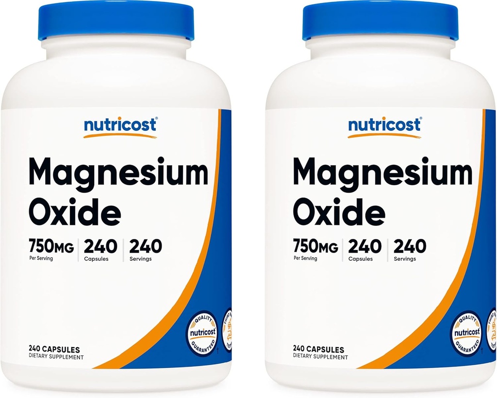 Nutricost Oxid de magneziu 750 mg, 240 capsule (2 flacoane)