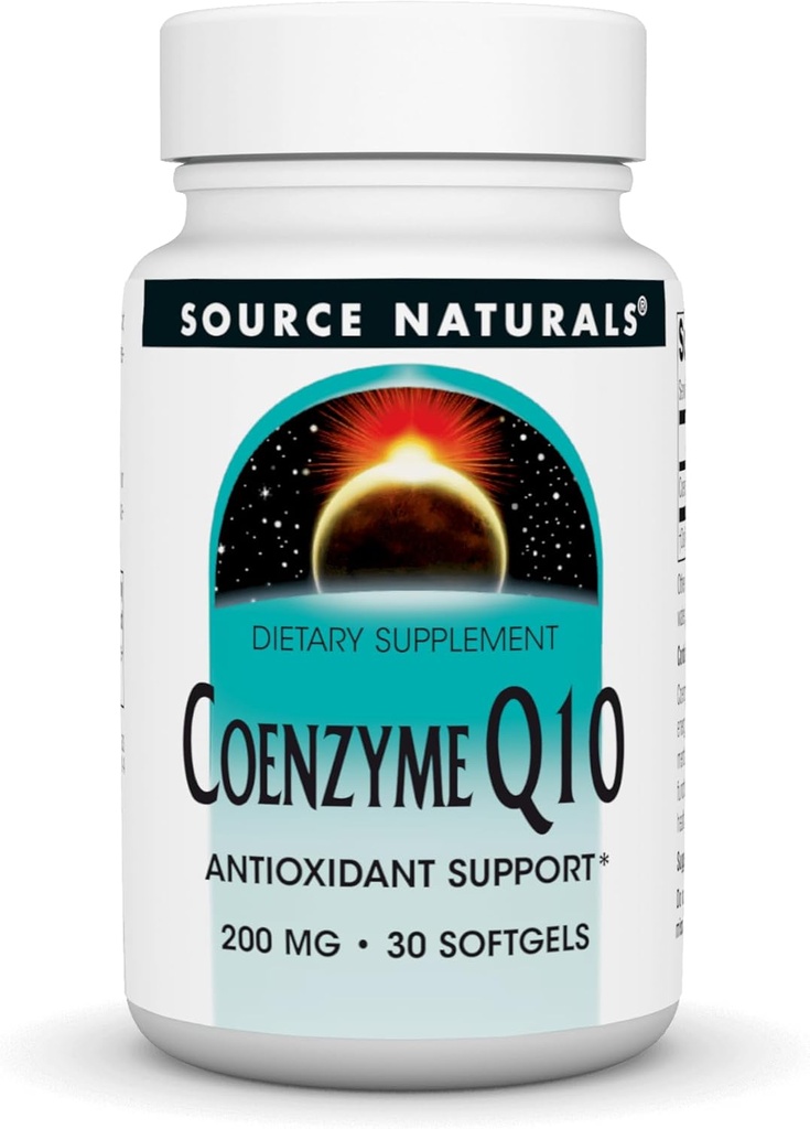 Sursa Naturals Coenzime Q10 Suport antioxidant 200 mg pentru inima, creier, imunitate, suport hepatic - 30 Softgels