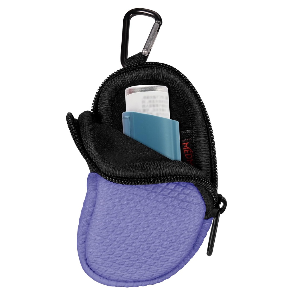 Neoprene Astm Inhaler Holster, Protective Portable Travel Handy Holster, Lightweight Carrying case with Carabiner Clip and Mesh Pocket Inside, Inhaler Neincluded (Numai cauza) (Violet)