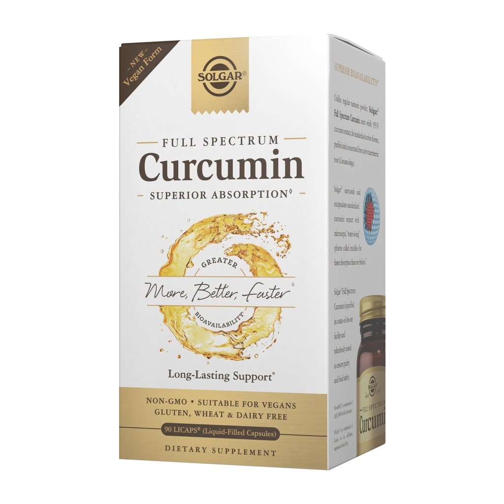 Solgar Spectrum Curcumin - 90 LiCaps - Absorbție superioară - Brain, Joint & Immune Health - Non-GMO, Vegan, Gluten Free, Dairy Free - 90 Servings
