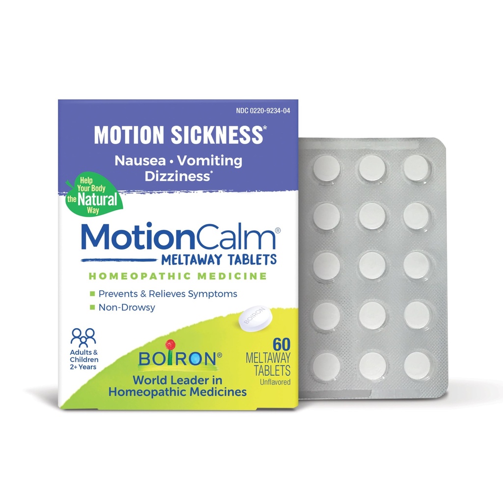 Boiron MotionCalm Relief pentru Greață, Vărsături, sau Amețeală asociată cu Boiron Boiron Boiron BotionMotionCalm Relief pentru Greață, Vărsături, sau Amețeală asociate cu Motion Sickness Datorita calatoriei, Amusement Rides și Video Games sau VR - Non-Drowsy - 60 Conte