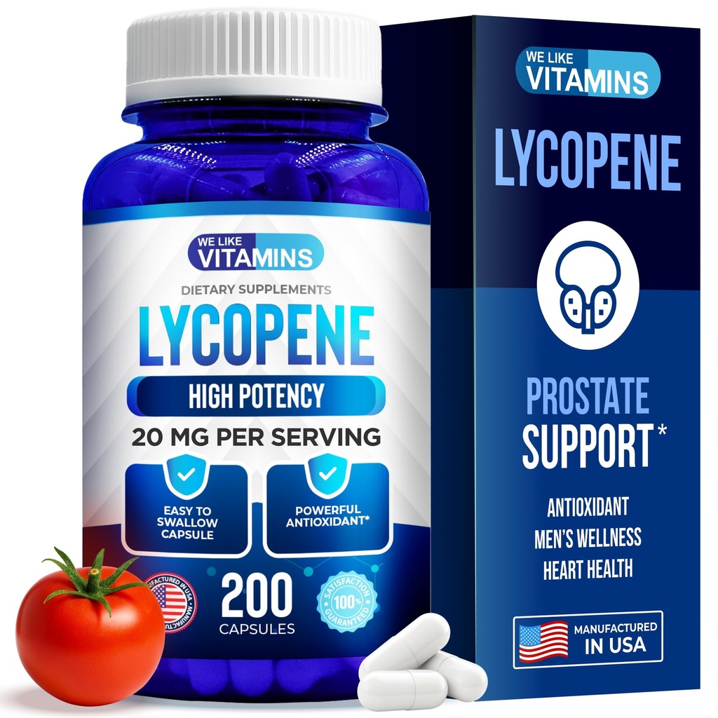 Ne plac vitaminele Licopen Suplimente pentru bărbați - Licopen 20mg Per Serving - 200 capsule - Super Antioxidant care ajută la susținerea sistemului imunitar și prostată sănătate