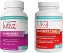 20% Bundle Utiva Cranberry PACs 30 Vegi Capsule Suplimentul de cranberry pentru tractul urinar Sănătate pentru femei şi bărbaţi + Utiva D- Manose 500mg 120 Capsule Flush natural Bladder şi tract urinar