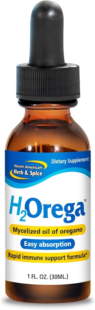 NORD AMERICAN HERB & SPICE H2Orega - 1 fl. oz. - Ulei micelizat de Oregano - Formula de suport imunitar rapid - Absorbție ușoară - Non-GMO - 173 Serviri