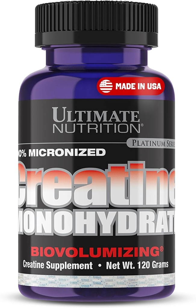 Nutriție Ultimate Creatină Micronizată Pulbere monohidrată pentru bărbați și femei, 120g - Supliment de performanță antrenament pentru creșterea musculară și de rezistență - Keto-Friendly & Gluten-Free