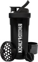 KICHLY Shaker flacon 1 ambalaj - 24 Ounce din plastic proteine Shaker flacon pentru pre- post antrenament cu Twist & Lock Proteine cutie de stocare (negru)