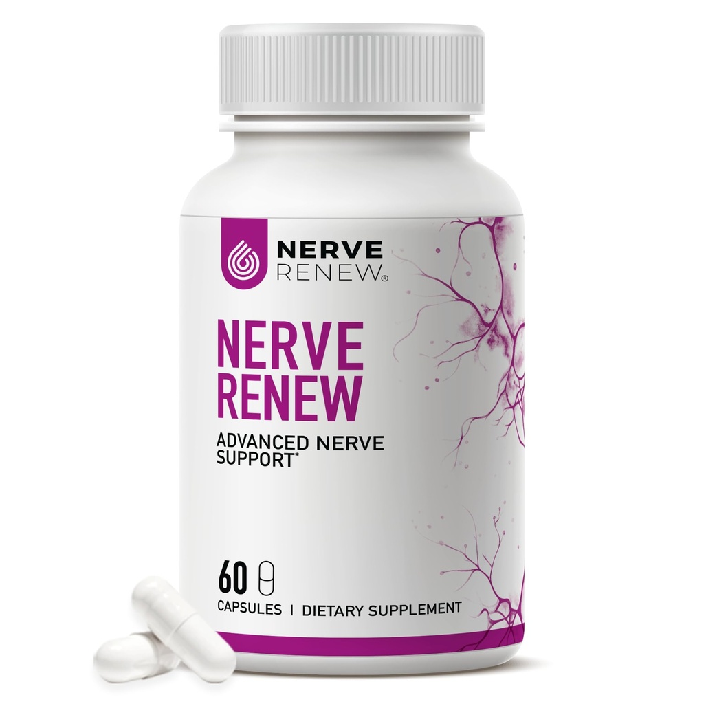 NERVE RENEW Advanced Nerve Support - 300 mg Acid lipoic R-Alfa stabilizat, Vitamina B Complex, Benfotiamină, plante aromatice pentru suport rapid
