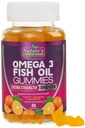 Omega 3 Gume de ulei de pește, inima sanatoasa Omega 3 Gummy Supliment cu înaltă absorbție DHA & EPA, Extra Putere comun & Brain Suport, Delicious Orange Flavor Ulei de pește vitamina naturii - 60 Gumies