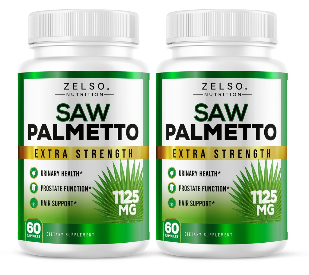 (2 ambalaj) Saw Palmetto Prostate Supliment pentru bărbați, 3 în-1 Beneficii, DHT Blocker creșterea părului și Beta Blocker, Sănătate urinară, Suport Funcție de prostată, 2 lună de aprovizionare