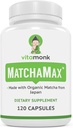 MATCHAMAXTM Capsule organice japoneze Matcha - Pur organic Matcha Pastile de ceai verde pentru energie Zen-Like naturale Mood Boost - Vegan Matcha Supliment ambalate cu antioxidanti - 120ct