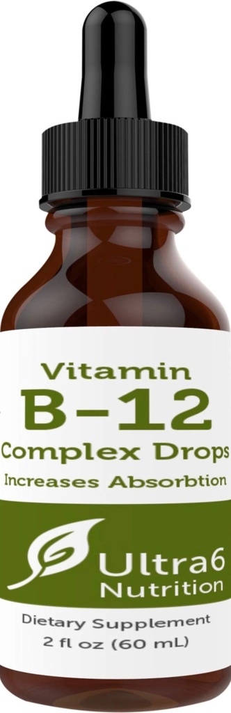 Ultra6 Nutriție Vitamina B12 Picături lichide sublinguale - B12 Suplimentul de metilcobalamină mare pentru energie și oboseală - Suplimente vitamina B pentru femei și bărbați - 90 de zile de aprovizionare