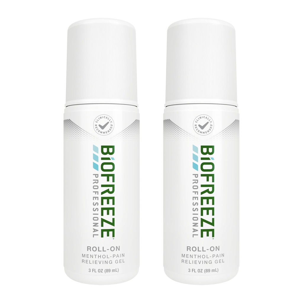Biofreeze profesional durere de relief roll on pentru genunchi, gât, Hip, comun, & umăr, durere de spate simplă Relieiver, Sore musculare Relief, Roll-On Mentol Gel 3 Fl Oz (Pachet de 2)