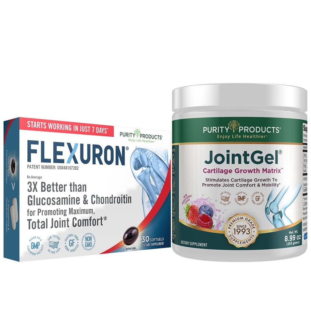 Produse de puritate Formula comună Flexuron + Gel Flexuron comun (Oil Krill, Acid hialuronic cu greutate moleculară mică, Astaxantină) - Gel comun Berry pulbere (colagen peptide bioactive + MSM)