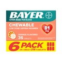 Bayer Aspirină doză mică 81 mg comprimate masticabile, durere Reliever, Orange Flavored, 216 comprimate (6 ambalaj)