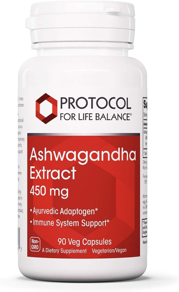 Protocol Ashwagandha 450mg - Suport imun, Ayurvedic Adaptogen - 90 Veg Caps