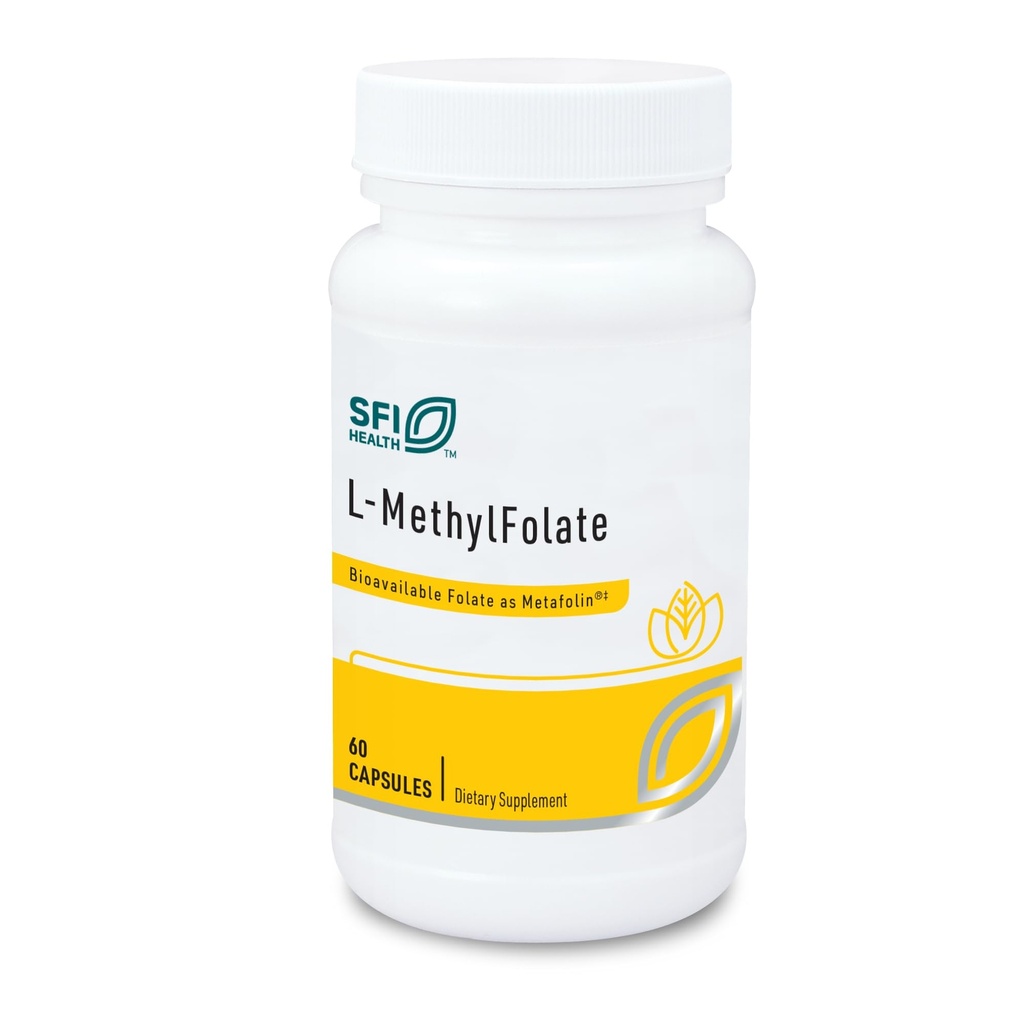 Klaire Labs SFI Health L-Metilfolat - 1000 mcg Folate foarte biodisponibil, Hipoallergenic 1000 Micrograme (1 Milligram) Metafolin L-5-MTHF (60 capsule)