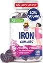 SUNNY SAM Gumies de fier pentru copii si adulti - Vitamine de fier cu vitamina C, 10 mg per servire - Gummy de fructe mestecabile pentru suport imunitar de producție de celule roșii din sânge