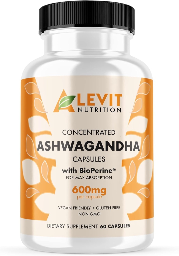 Organic Ashwagandha 600mg - 60 Conte (2-Month Supply) - Vegan - BioPerine pentru o mai bună absorbție - Stres, Mood & Wellbeing Support