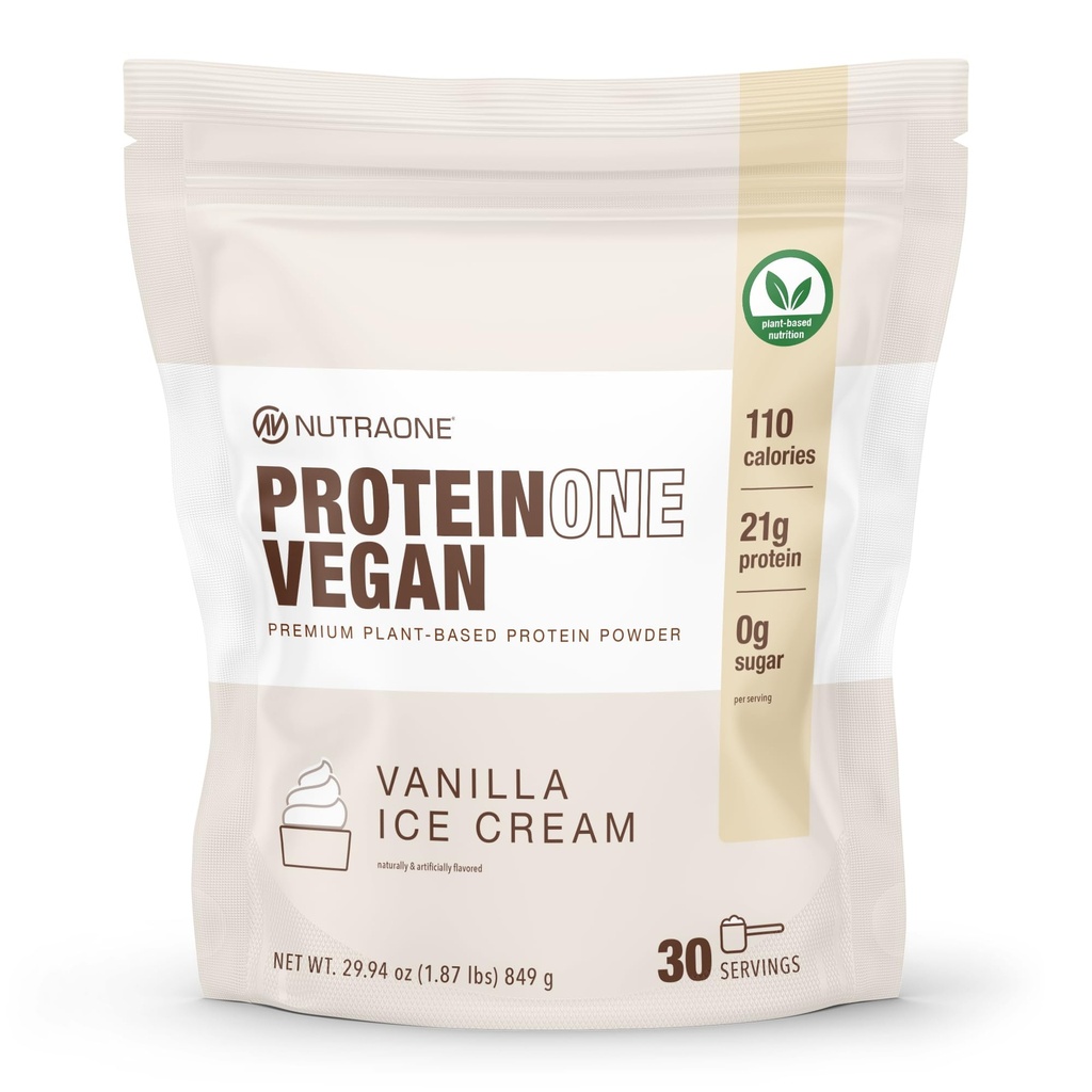 NutraOne ProteinOne Plant-Vegan Pe bază de proteine praf Vegan proteine pulbere, lactate-Free, mazăre și proteine din orez (Vanilla Inghetata)
