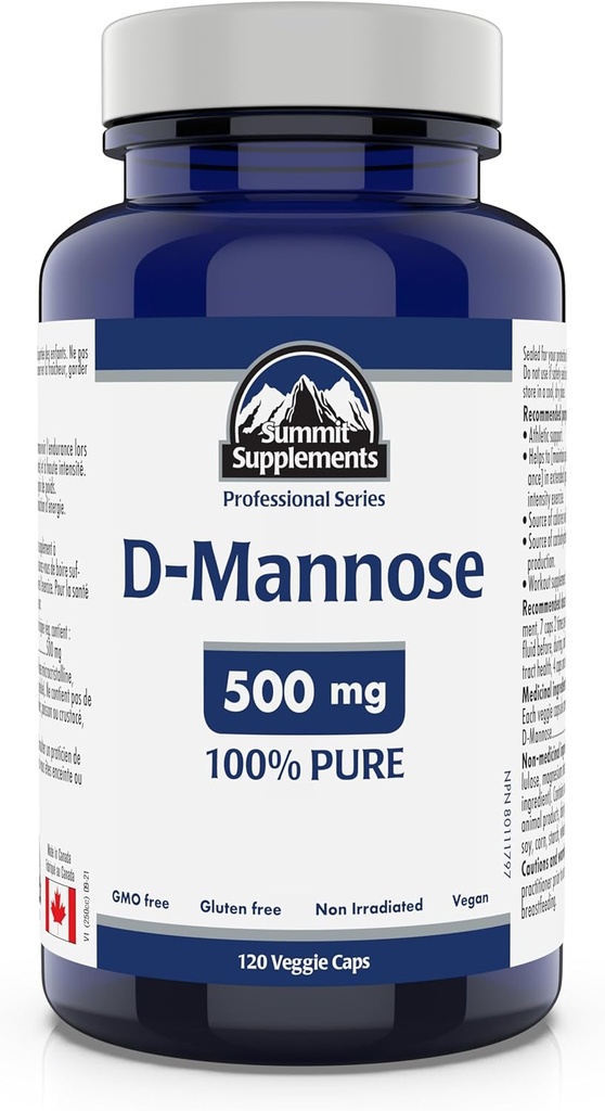 Summit Suplimente - D-Mannose Capsule 500 mg, 120 Veggie Caps - Sprijin pentru tractul urinar Sănătate - Sursa de Carbohidrați pentru a sprijini producția de energie - Supliment de sprijin sportiv