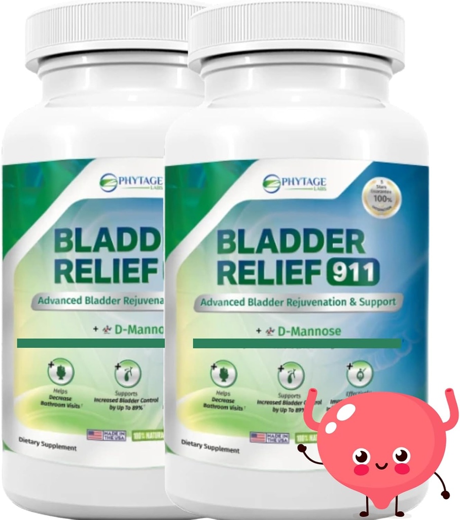 Relief vezicule 911 Detoxifiere Putere - pentru bărbați și femei oferă suport pentru vezica urinară, 60 Capsule vegetale - 2 ambalaj