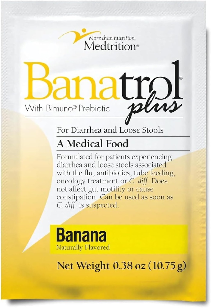 Banatrol Natural Anti-Diareal cu prebiotice, Relief pentru IBS, Diaree recurentă, Clinic susţinută de alimente medicale, non-conspitante (Banana)
