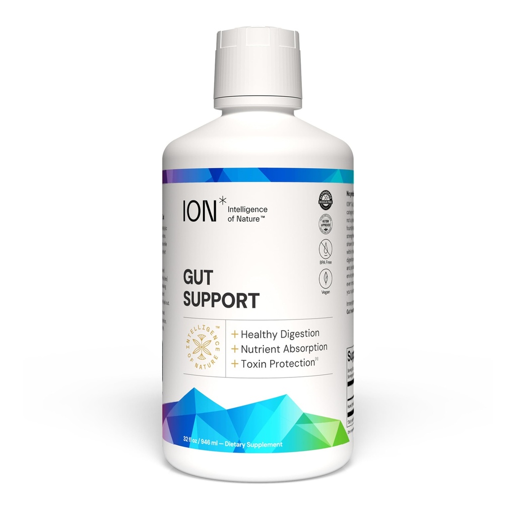 ION* Intelligence of Nature Gut Supplement Liquid Supplement - Gut & Digestive Health Liquid Drops, Cleanse & Detox with Humic Extract for Women & Men, Adult & Kids 4+ - 32 floz (Pack of 1)